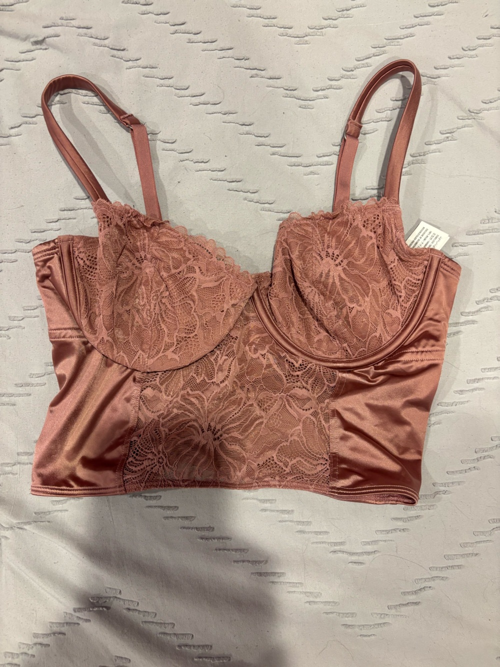 Gilly Hicks Rose Satin Lace Longline Bralette
